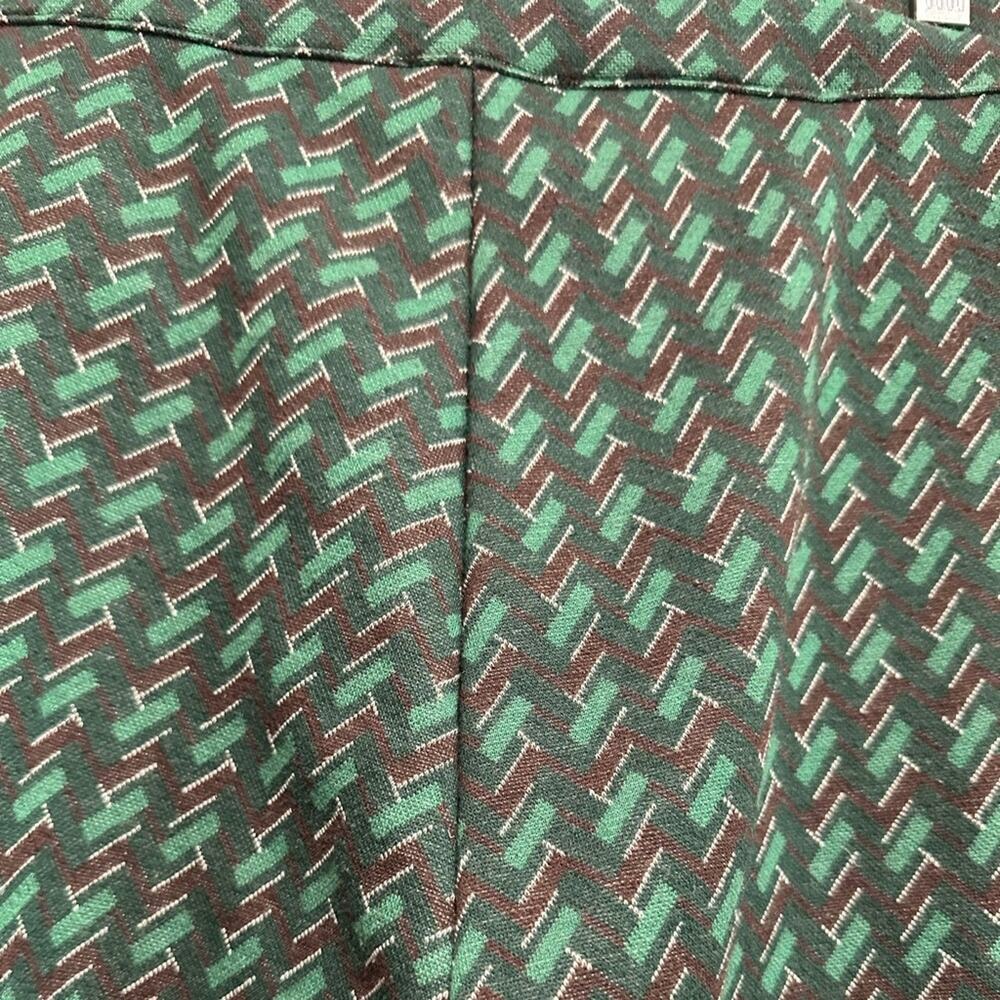 Zara Green Patterned Flared Jacquard Pants Size Medium - Picture 7 of 9